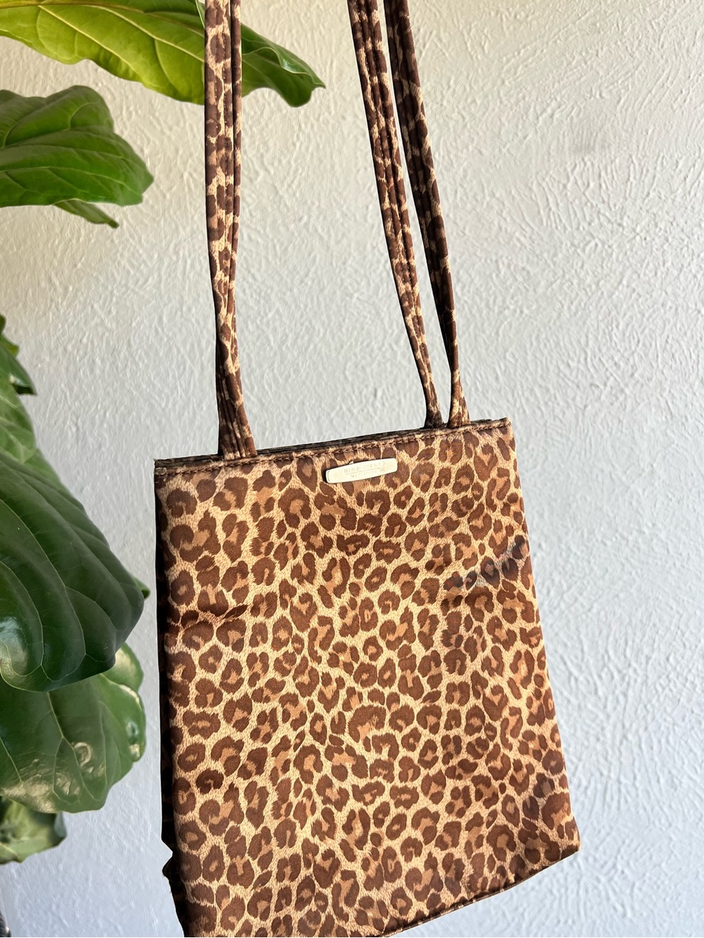 Vintage Nine West leopard satin shoulder bag